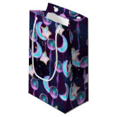 Cosmic Balloons | Blauwe Paarse moonsterstrippen Klein Cadeauzakje (Voorkant Gekanteld)