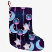 Cosmic Balloons | Blauwe Paarse moonsterstrippen Kleine Kerstsok (Voorkant)