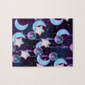 Cosmic Balloons | Blauwe Paarse moonsterstrippen Legpuzzel (Horizontaal)
