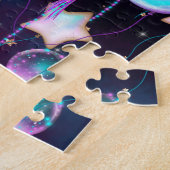 Cosmic Balloons | Blauwe Paarse moonsterstrippen Legpuzzel (Zijkant)