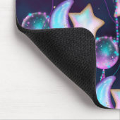 Cosmic Balloons | Blauwe Paarse moonsterstrippen Muismat (Hoek)