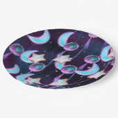 Cosmic Balloons | Blauwe Paarse moonsterstrippen Papieren Bordje (Gekanteld)