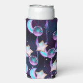 Cosmic Balloons | Blauwe Paarse moonsterstrippen Seltzer Blikjeskoeler (Seltzer Voorkant)