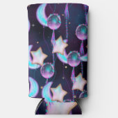 Cosmic Balloons | Blauwe Paarse moonsterstrippen Seltzer Blikjeskoeler (Voorkant)