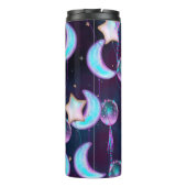 Cosmic Balloons | Blauwe Paarse moonsterstrippen Thermosbeker (Achterkant)