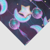 Cosmic Balloons | Blauwe Paarse moonsterstrippen Tissuepapier (Detail)