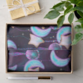 Cosmic Balloons | Blauwe Paarse moonsterstrippen Tissuepapier (Geschenk)