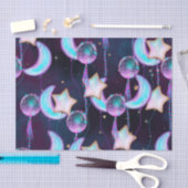 Cosmic Balloons | Blauwe Paarse moonsterstrippen Tissuepapier (Craft)