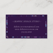 Cosmic Balloons | Blauwe Paarse moonsterstrippen Visitekaartje (Achterkant)