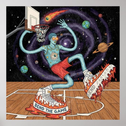Cosmic Basketball Slam Dunk Poster (Voorkant)