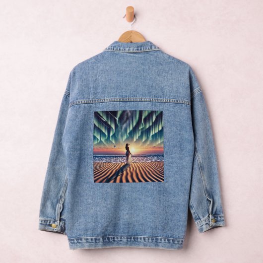 Cosmic Beachscape: Aurora Dreaming 3D Denim Jacket (Hangar)