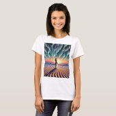 Cosmic Beachscape: Aurora Dreaming 3D T-shirt (Voorkant volledig)