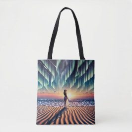 Cosmic Beachscape: Aurora Dreaming 3D Tote Bag