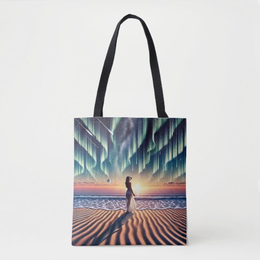 Cosmic Beachscape: Aurora Dreaming 3D Tote Bag (Voorkant)