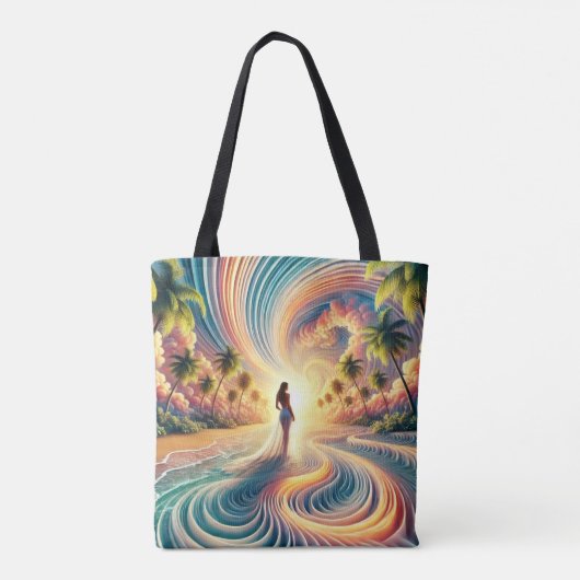 Cosmic Beachscape: Aurora Dreaming 3D Tote Bag (Achterkant)