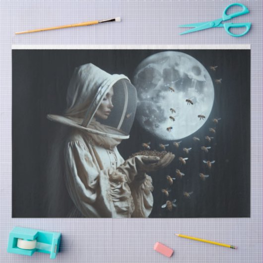 Cosmic Beekeeper – Surreal Space Art Decoupage Tissuepapier (Craft)