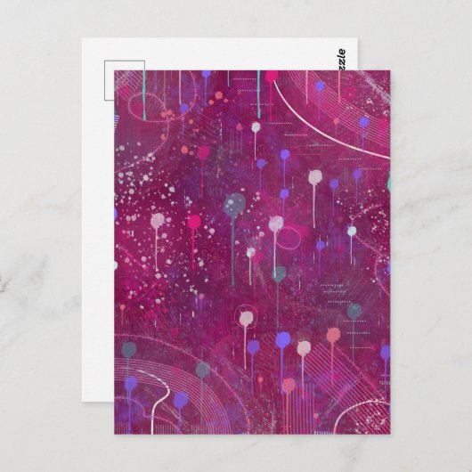 Cosmic Berry Picking: Abstract Art Briefkaart (Voorkant / Achterkant)