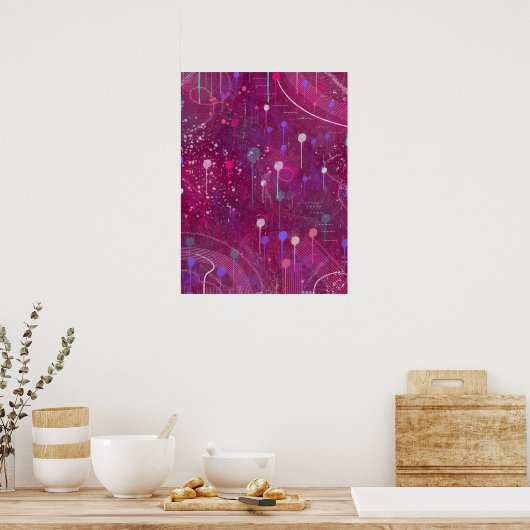 Cosmic Berry Picking: Abstract Art Poster (Keuken)