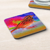 Cosmic Bird Dreamscape Art Print" Bier Onderzetter (Linkerzijde)