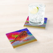 Cosmic Bird Dreamscape Art Print" Glazen Onderzetter (Schuin)