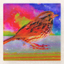 Cosmic Bird Dreamscape Art Print" Glazen Onderzetter