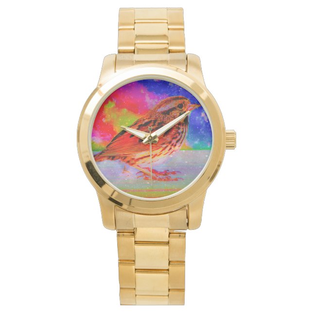 Cosmic Bird Dreamscape Art Print" Horloge (Voorkant)