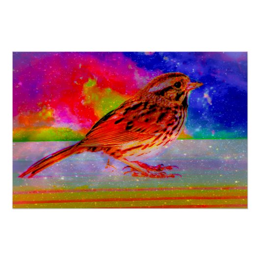 Cosmic Bird Dreamscape Art Print" Perfect Poster (Voorkant)