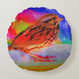 Cosmic Bird Dreamscape Art Print" Rond Kussen