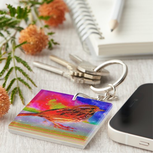 Cosmic Bird Dreamscape Art Print" Sleutelhanger (Voorkant Rechts)