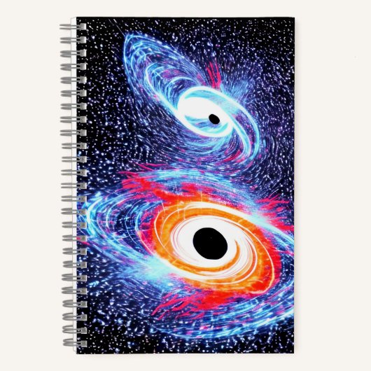 Cosmic Black Blue Oranje Future Galactic Notitieboek (Voorkant)