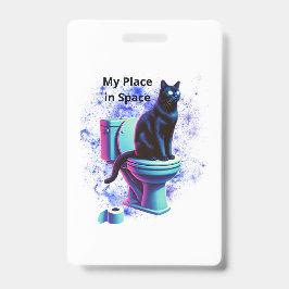 Cosmic Black Cat Toilet – Surrealistische Vaporwav Badge