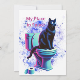 Cosmic Black Cat Toilet – Surrealistische Vaporwav Kaart
