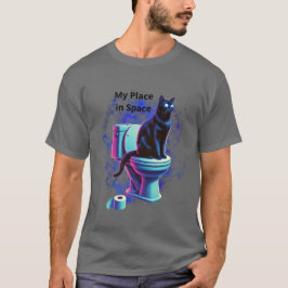 Cosmic Black Cat Toilet – Surrealistische Vaporwav T-shirt