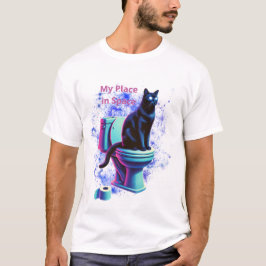 Cosmic Black Cat Toilet – Surrealistische Vaporwav T-shirt