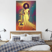 Cosmic Black Musician Lady Canvas Afdruk (Insitu (Slaapkamer))