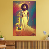 Cosmic Black Musician Lady Canvas Afdruk (Insitu (Woonkamer))