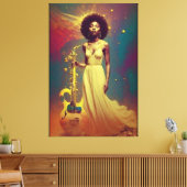Cosmic Black Musician Lady Canvas Afdruk (Insitu (Woonkamer))