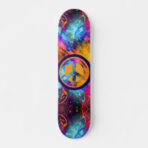 Cosmic Blast Peace Sign Skateboard