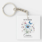 Cosmic Bloom Charm October Birth Flower Keychain (voorkant)
