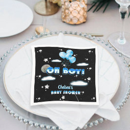 Cosmic Blue Balloons Sterren Schattige Oh Boy Baby Servet