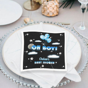 Cosmic Blue Balloons Sterren Schattige Oh Boy Baby Servet