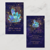 *~* Cosmic Blue Crystals Gold Glitter Stars Visitekaartje (Voorkant / Achterkant)