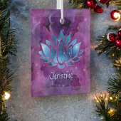 Cosmic Blue en Pink Galaxy Lotus Flower met naam Glas Ornament