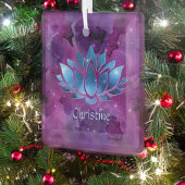 Cosmic Blue en Pink Galaxy Lotus Flower met naam Glas Ornament