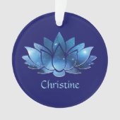 Cosmic Blue Galaxy Lotus Flower met naam Ornament (voorkant)