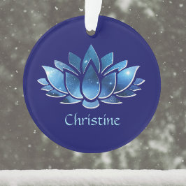 Cosmic Blue Galaxy Lotus Flower met naam Ornament
