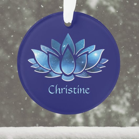 Cosmic Blue Galaxy Lotus Flower met naam Ornament