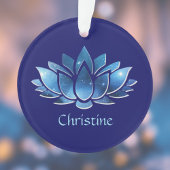 Cosmic Blue Galaxy Lotus Flower met naam Ornament
