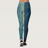 Cosmic Blue & Gold Abstract Print Yoga PanLeggings Leggings (Achterkant)
