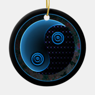 Cosmic Blue in Balance Yin Yang Keramisch Ornament